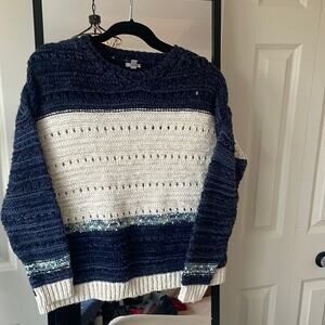 URBAN OUTFITTERS ECOTE White & Blue Striped Knit Sweater Size Medium